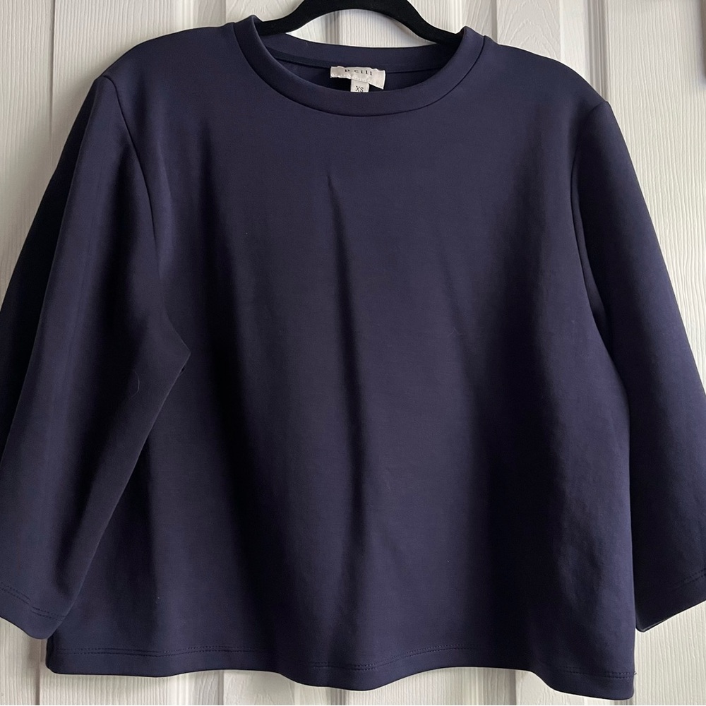 P Cill Navy Scuba Knit Charlotte Top Lula Side Stripe Wide Leg Pants Set XS - Picture 5 of 10